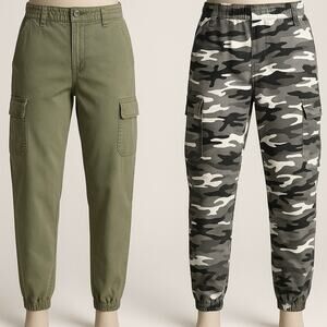 Lot of 2 VIP Camo & Olive Green Joggers Size 9/29 Stretch Cotton Cargo Pants